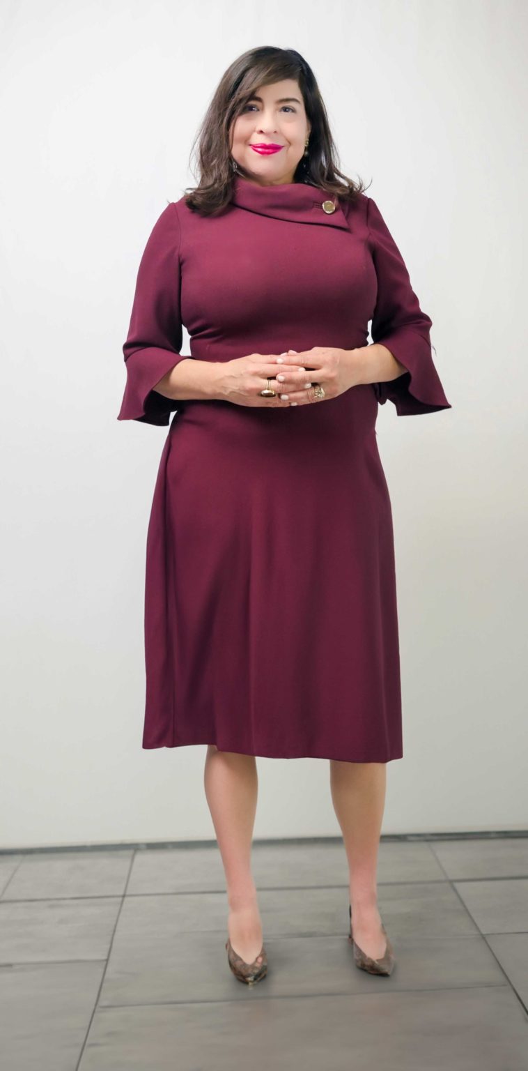 Mary Jane Sanchez purple dress